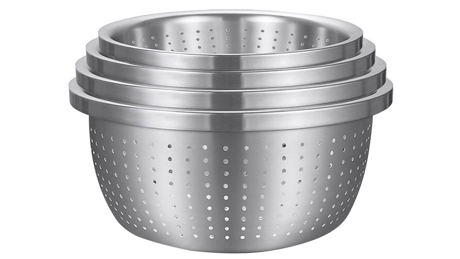SOGA 4-Pieces 26cm, 28cm, 30cm and 32cm Stainless Steel Colander Bowls Set
