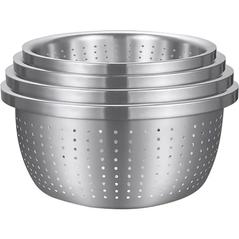 SOGA 4-Pieces 26cm, 28cm, 30cm and 32cm Stainless Steel Colander Bowls Set