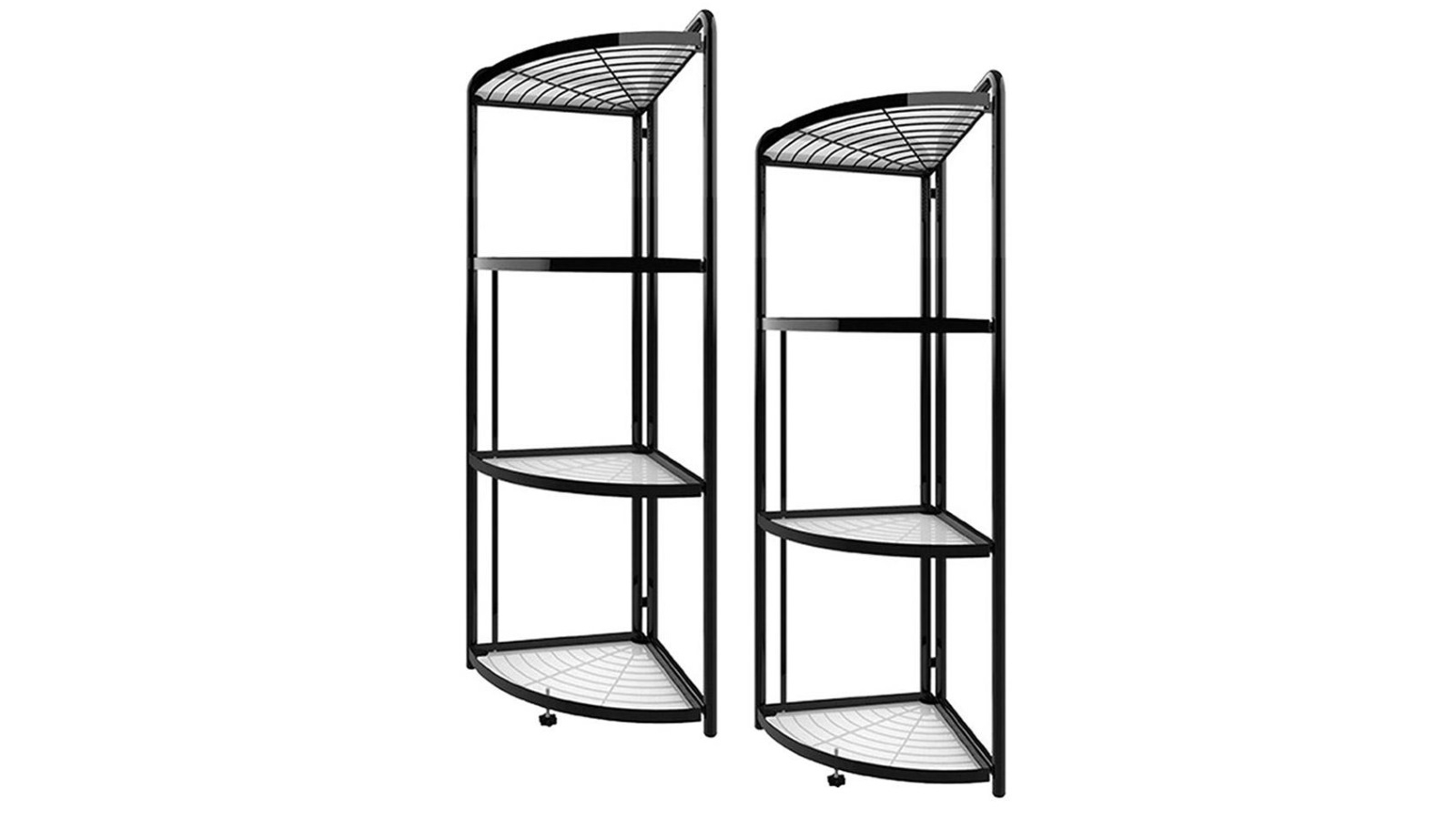 SOGA 2x 4 Tier Steel Triangular Corner Stand Shelves Organizer - Black