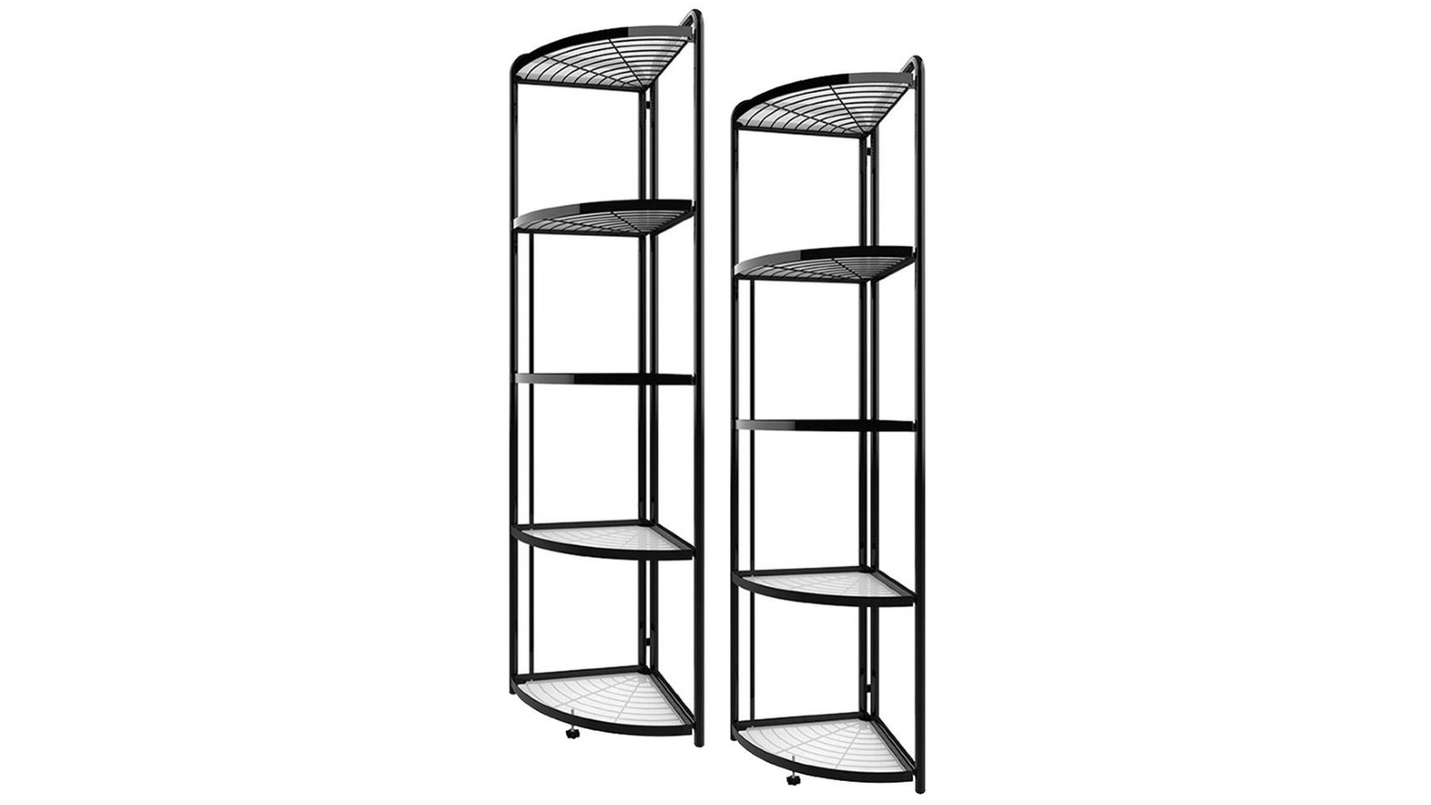 SOGA 2x 5 Tier Steel Triangular Corner Stand Shelves Organizer - Black