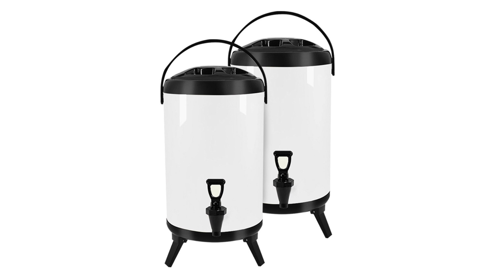 SOGA 2 Piece 16L Stainless Steel Hot and Cold Beverage Dispenser with Faucet - White