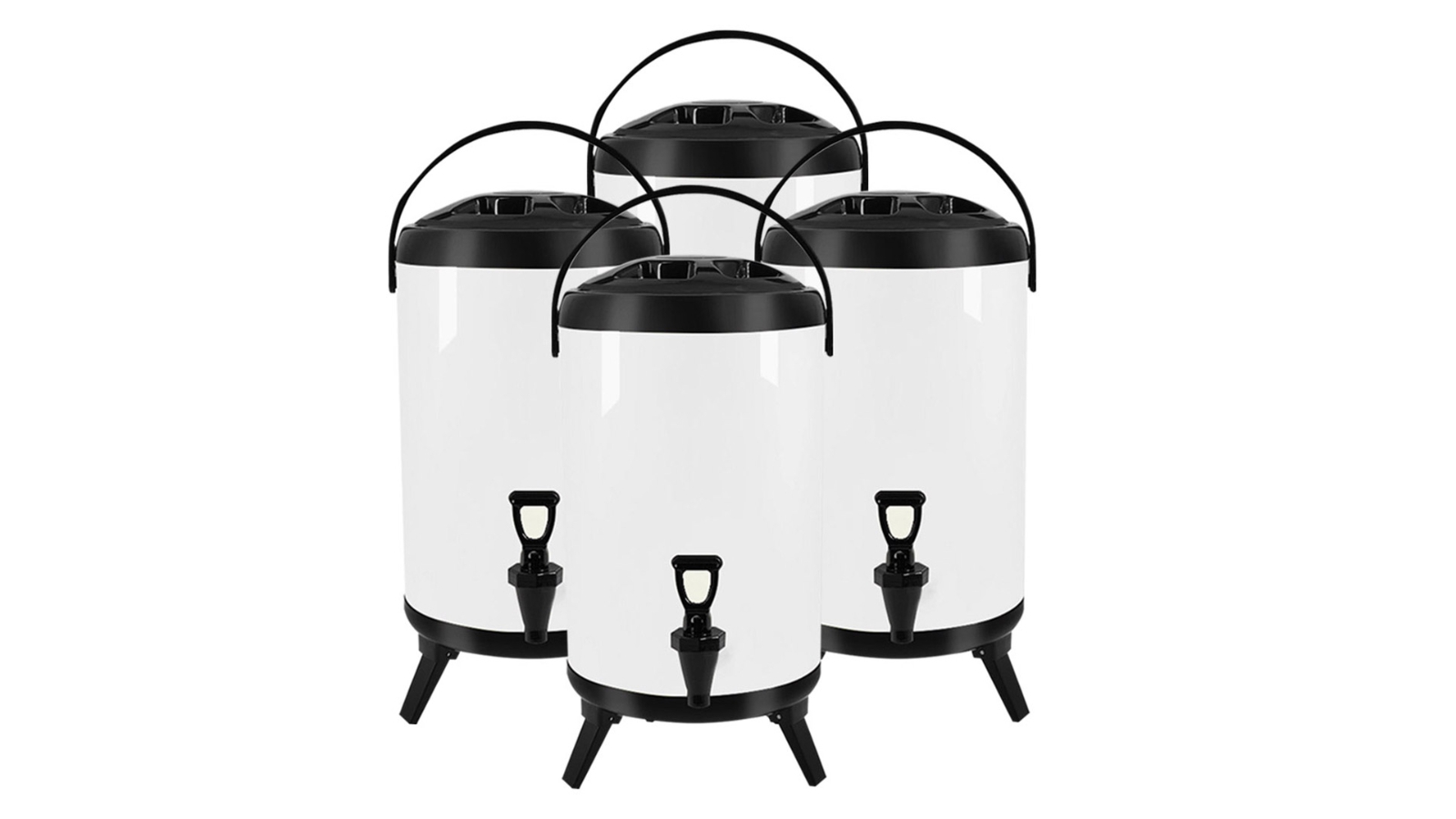 SOGA 4 Piece 16L Stainless Steel Hot and Cold Beverage Dispenser with Faucet - White