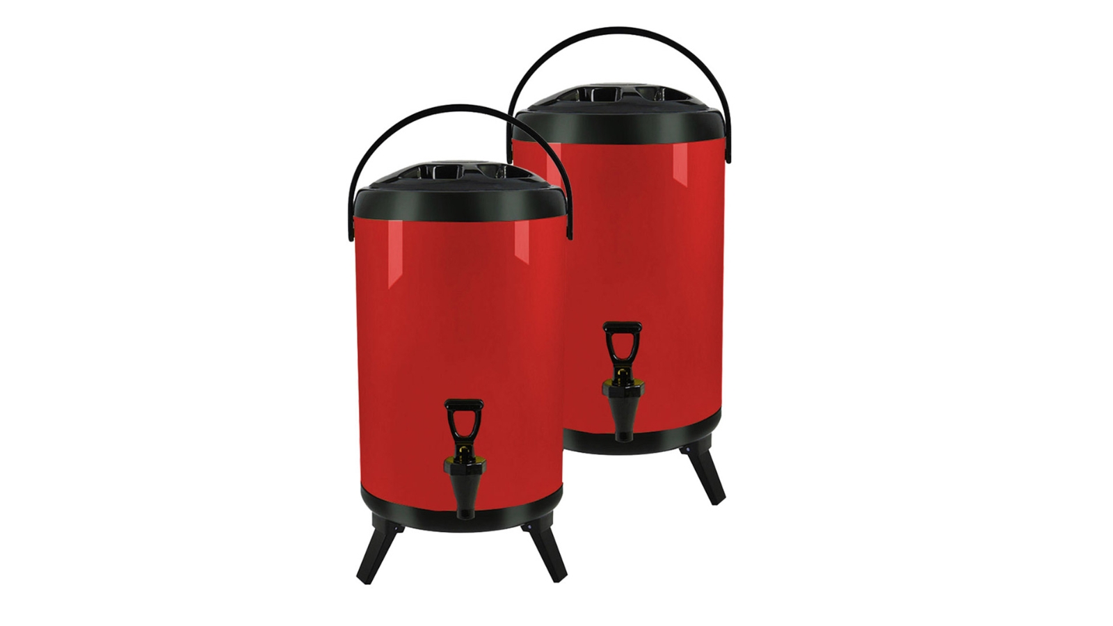 SOGA 2 Piece 16L Stainless Steel Hot and Cold Beverage Dispenser with Faucet - Red