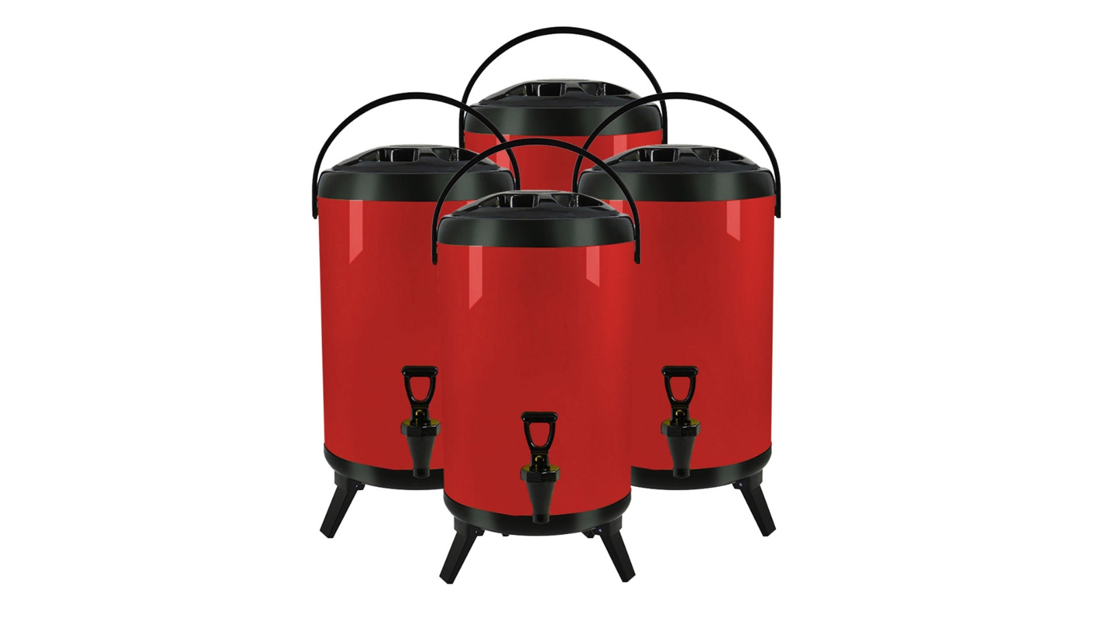 SOGA 4 Piece 16L Stainless Steel Hot and Cold Beverage Dispenser with Faucet - Red