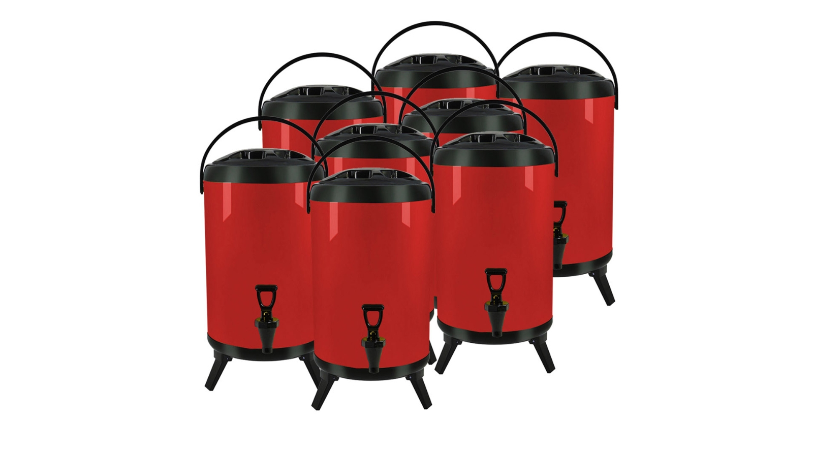 SOGA 8 Piece 16L Stainless Steel Hot and Cold Beverage Dispenser with Faucet - Red