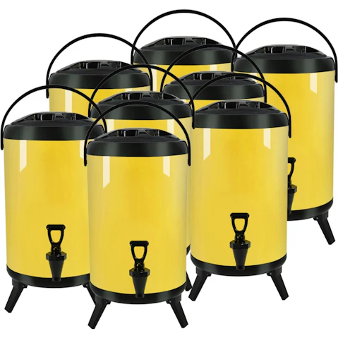 SOGA 8 Piece 16L Stainless Steel Hot and Cold Beverage Dispenser with Faucet - Yellow