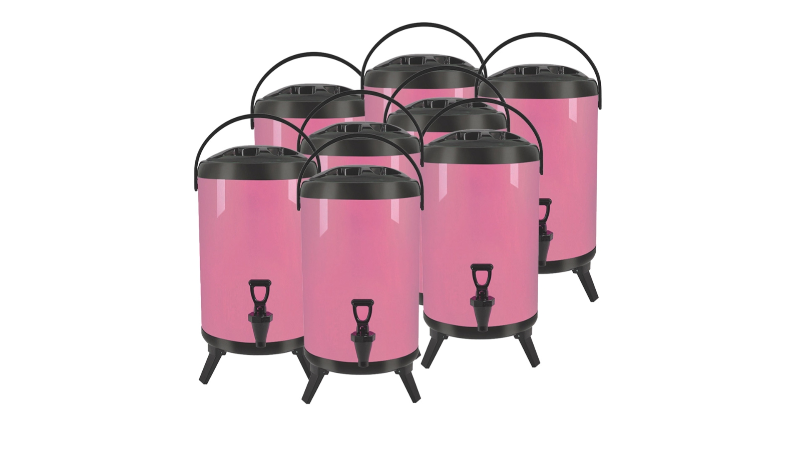 SOGA 8 Piece 16L Stainless Steel Hot and Cold Beverage Dispenser with Faucet - Pink