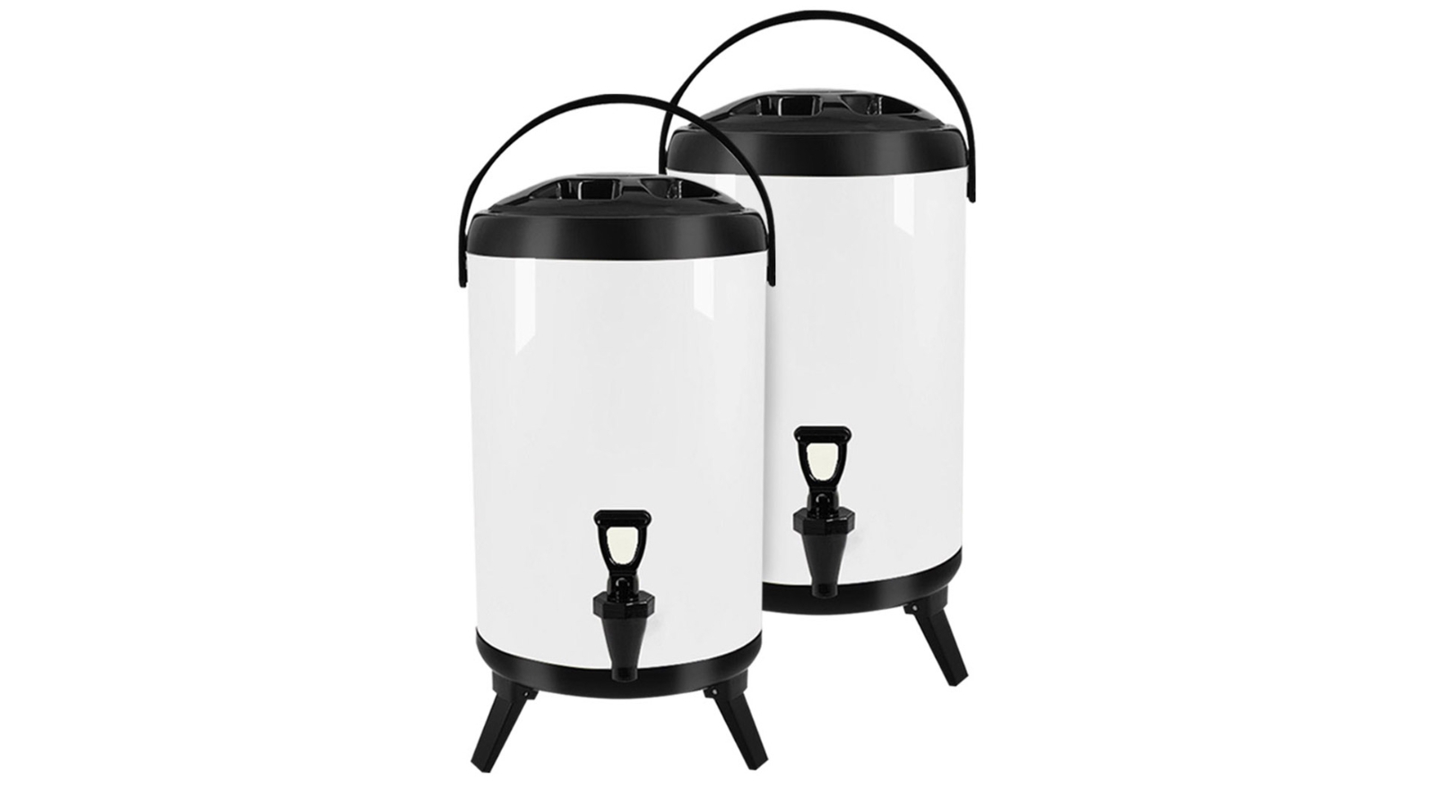 SOGA 2 Piece 18L Stainless Steel Hot and Cold Beverage Dispenser with Faucet - White