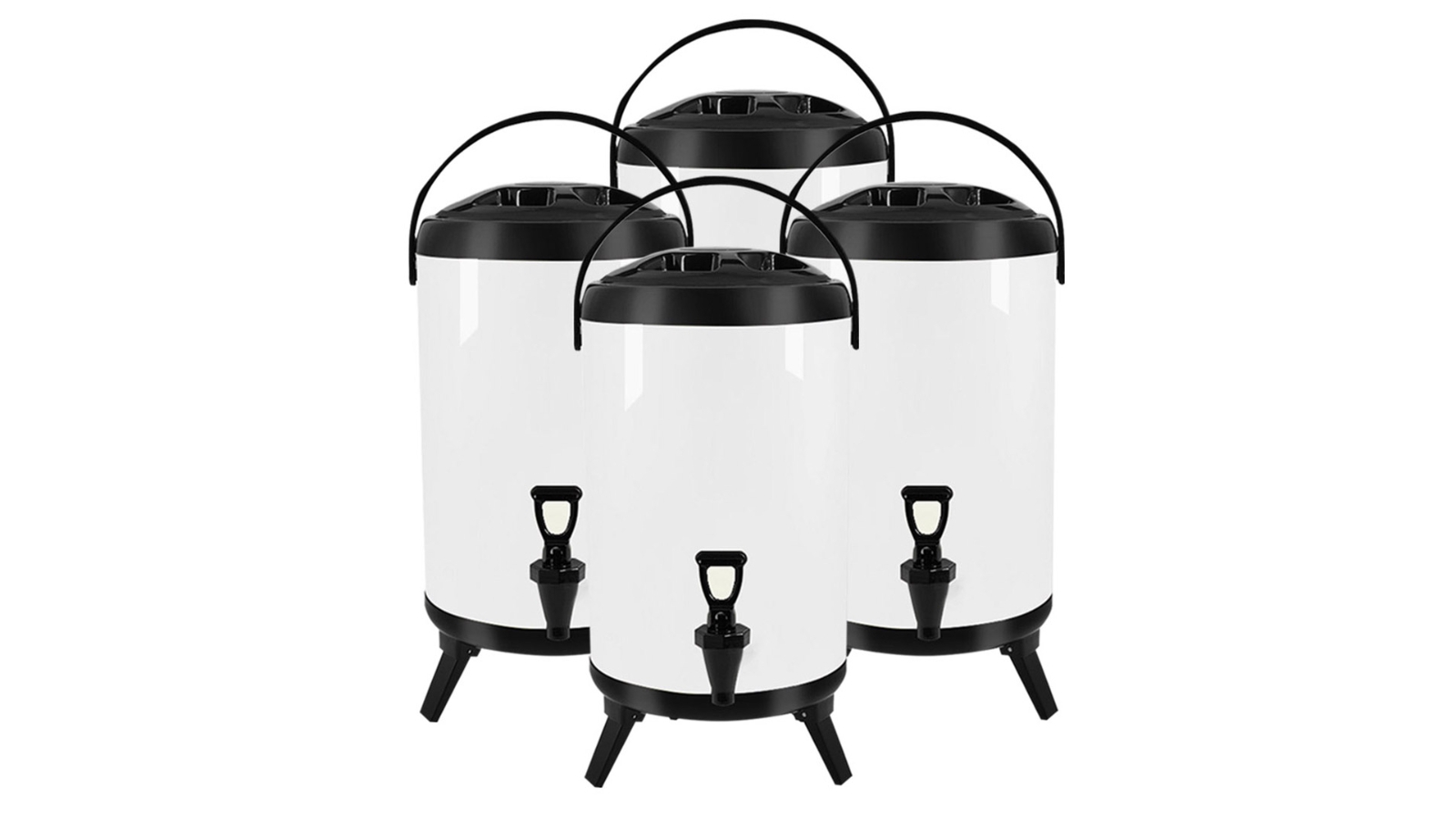SOGA 4 Piece 18L Stainless Steel Hot and Cold Beverage Dispenser with Faucet - White