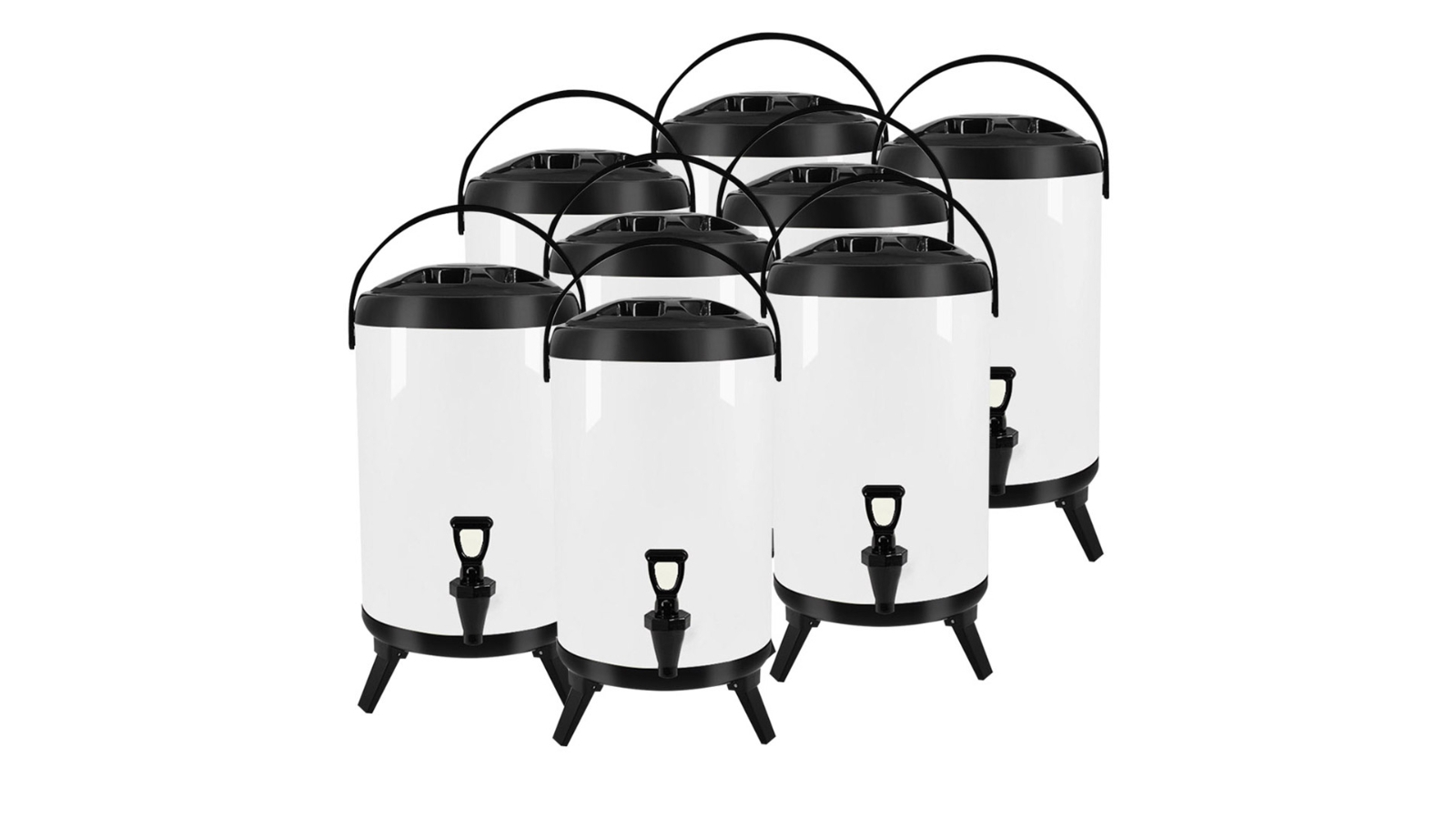 SOGA 8 Piece 18L Stainless Steel Hot and Cold Beverage Dispenser with Faucet - White