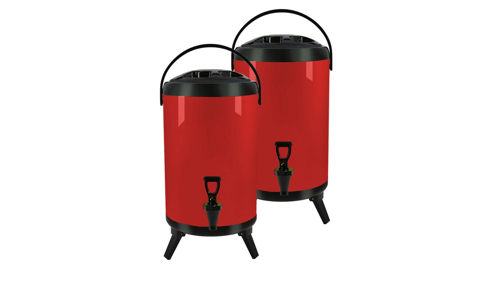 SOGA 2 Piece 18L Stainless Steel Hot and Cold Beverage Dispenser with Faucet - Red