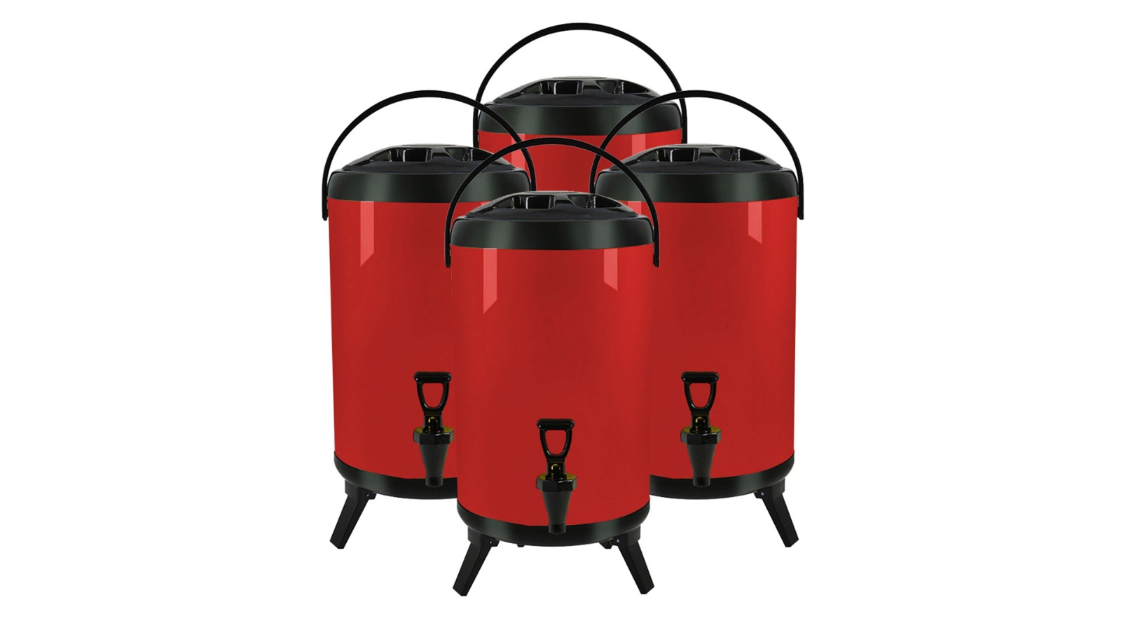 SOGA 4 Piece 18L Stainless Steel Hot and Cold Beverage Dispenser with Faucet - Red