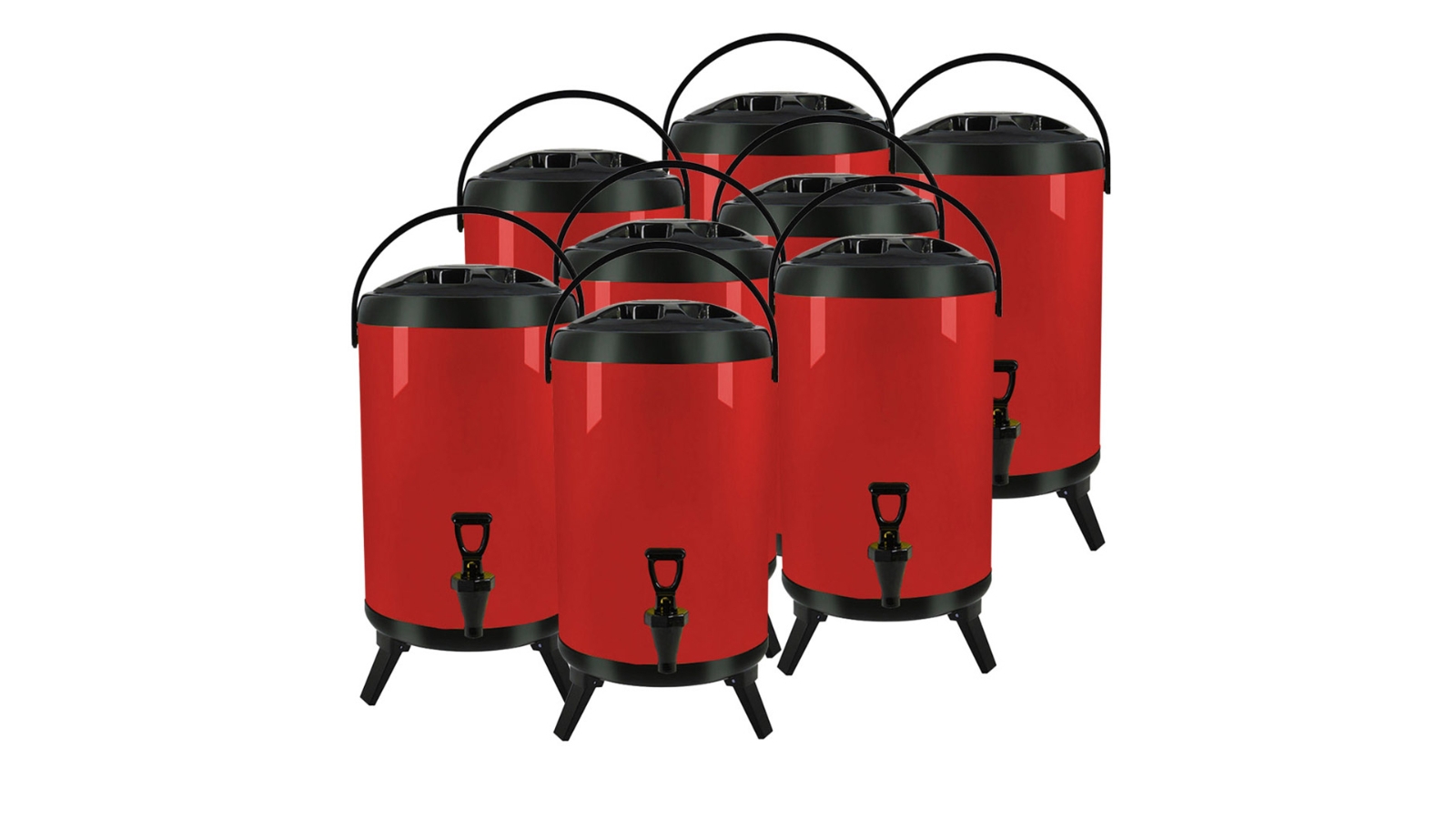 SOGA 8 Piece 18L Stainless Steel Hot and Cold Beverage Dispenser with Faucet - Red