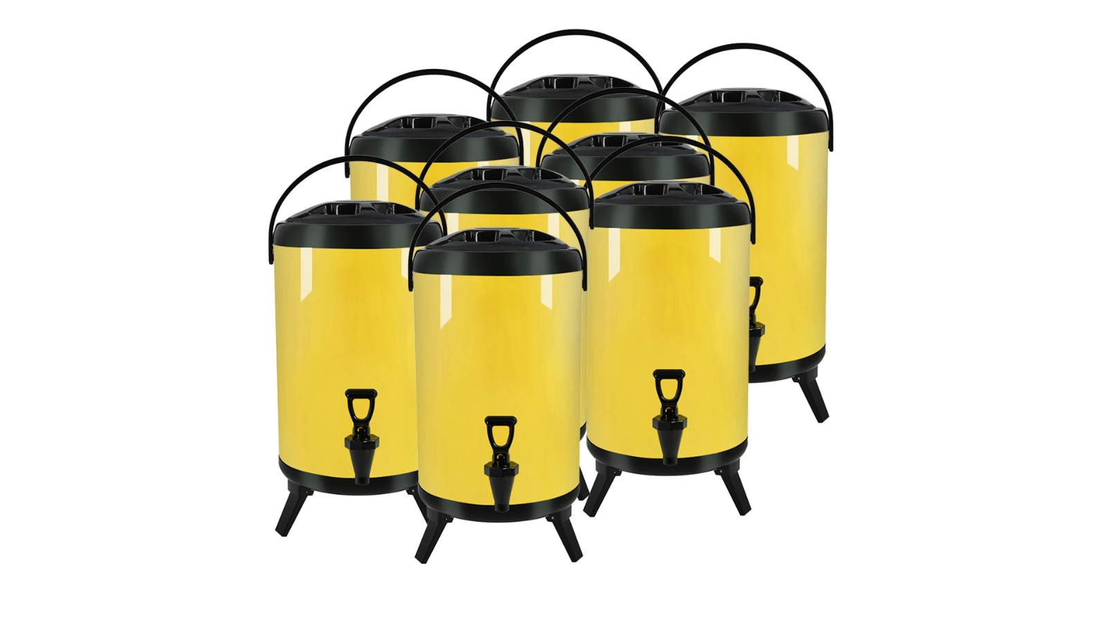 SOGA 8 Piece 18L Stainless Steel Hot and Cold Beverage Dispenser with Faucet - Yellow