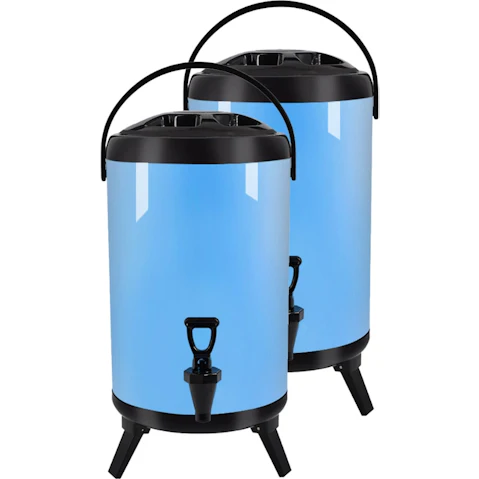 SOGA 2 Piece 18L Stainless Steel Hot and Cold Beverage Dispenser with Faucet - Blue