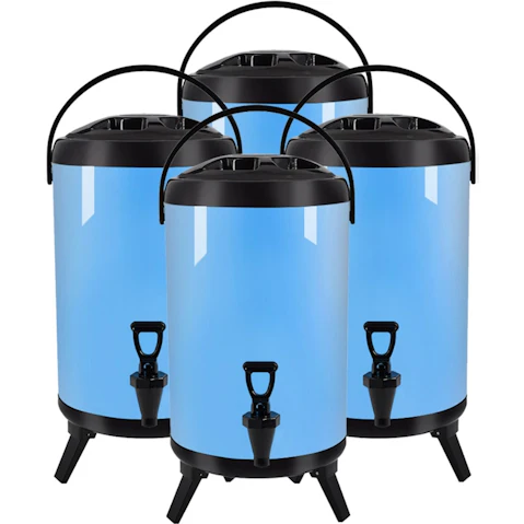 SOGA 4 Piece 18L Stainless Steel Hot and Cold Beverage Dispenser with Faucet - Blue