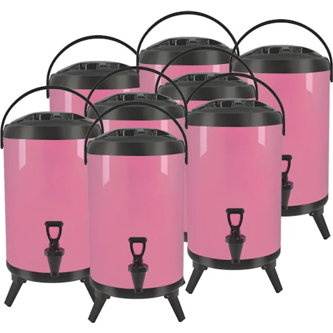 SOGA 8 Piece 18L Stainless Steel Hot and Cold Beverage Dispenser with Faucet - Pink