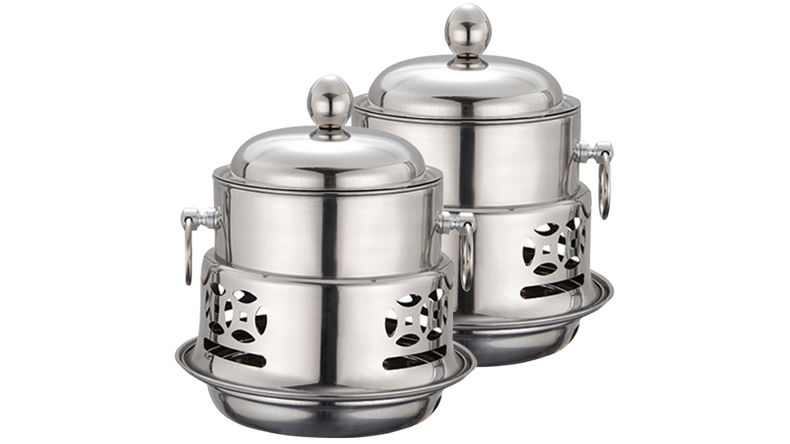 SOGA 2x Stainless Steel Mini Asian Buffet Hot Pot Single Stove Burner with Lid