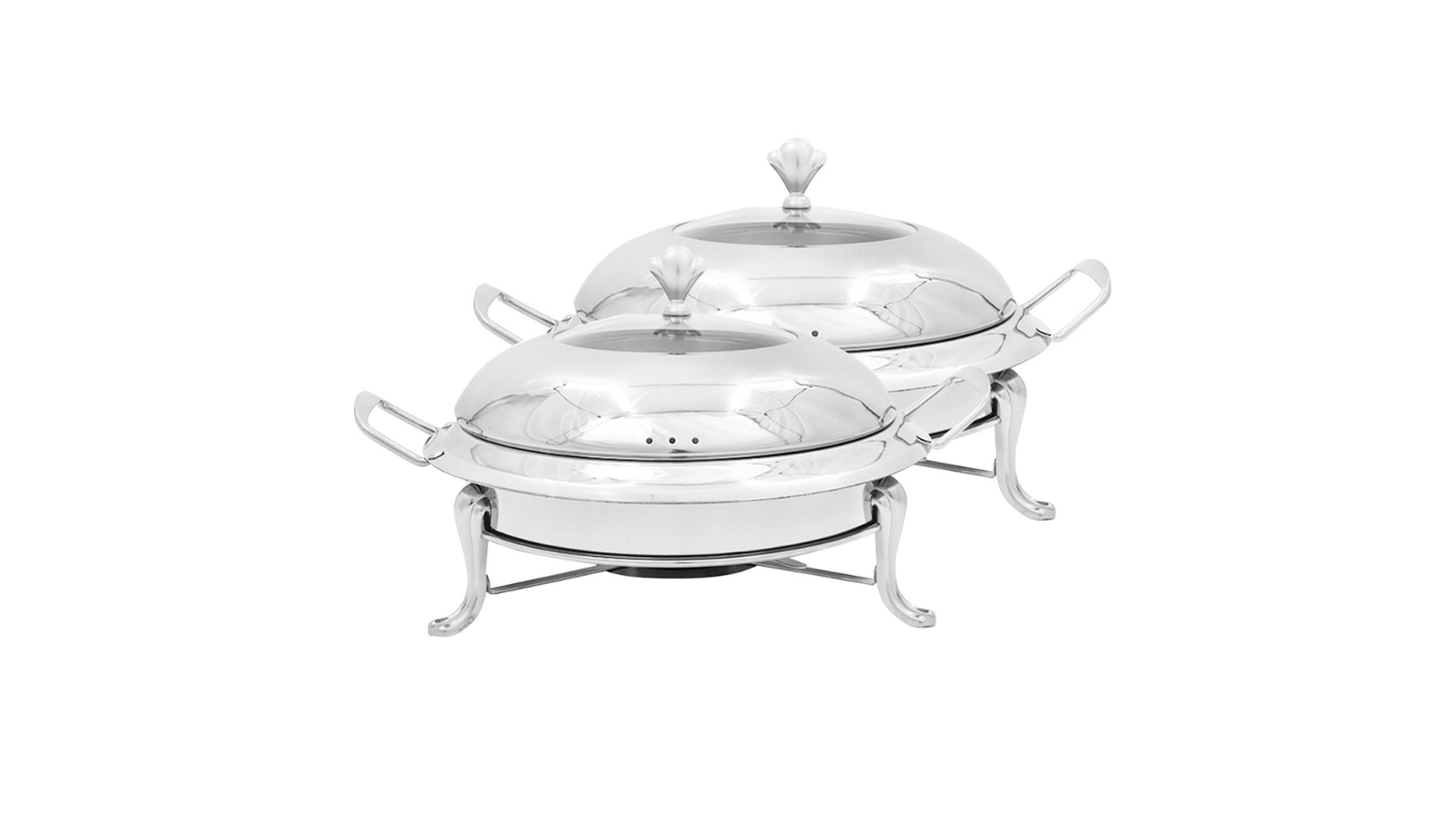 SOGA Stainless Steel Round Food Warmer Chafer with Glass Top Lid - 2 Piece