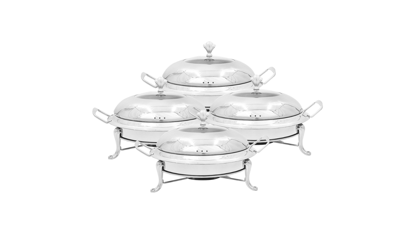 SOGA Stainless Steel Round Food Warmer Chafer with Glass Top Lid - 4 Piece