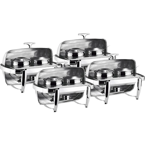 SOGA 6.5L Stainless Steel Double Soup Tureen Chafing Dish - 4 Piece