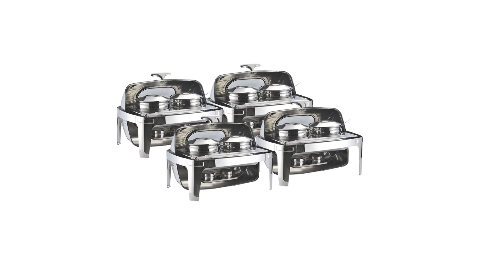 SOGA 6.5L Stainless Steel Double Soup Tureen Chafing Dish with Roll Top Lid - 4 Piece