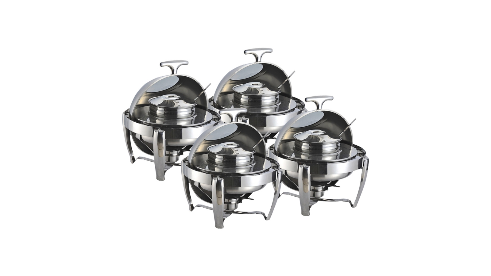 SOGA 6.5L Stainless Steel Round Soup Tureen Chafing Dish with Roll Top Lid - 4 Piece