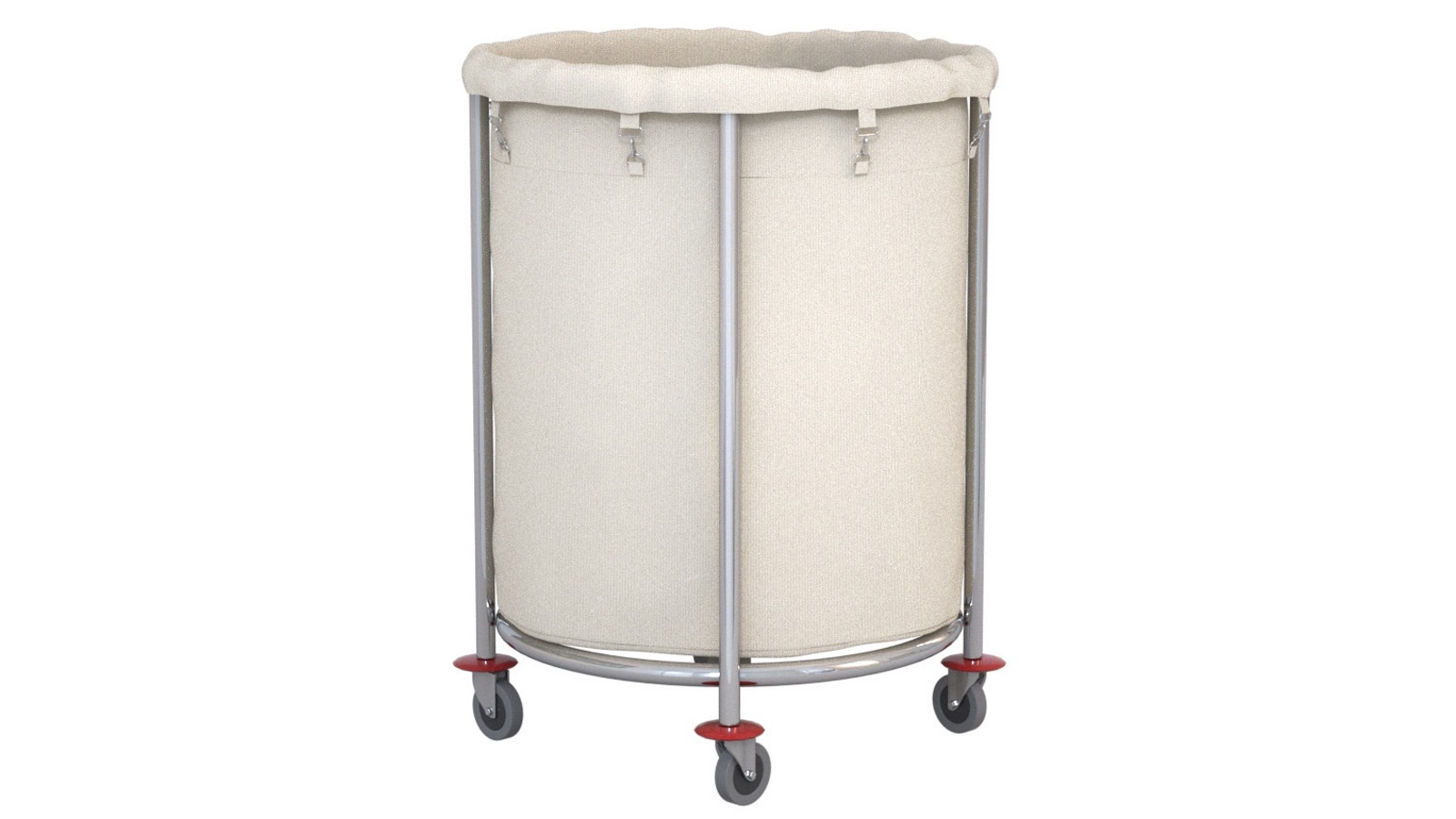 SOGA Stainless Steel Round Linen Laundry Trolley Cart with Wheels - White