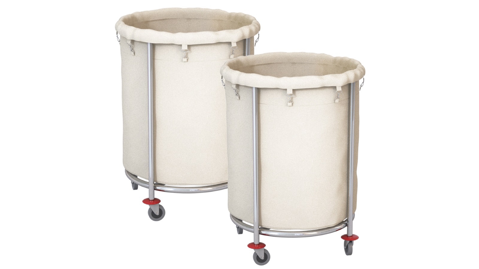 SOGA 2x Stainless Steel Round Linen Laundry Trolley Cart with Wheels - White