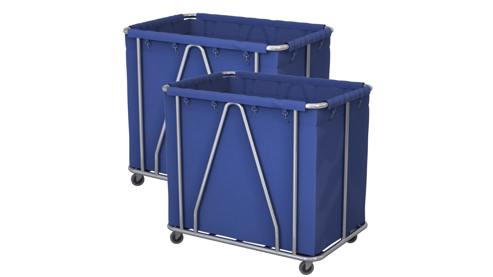 SOGA 2 Piece Stainless Steel Large Laundry Trolley Cart with Wheels - Blue