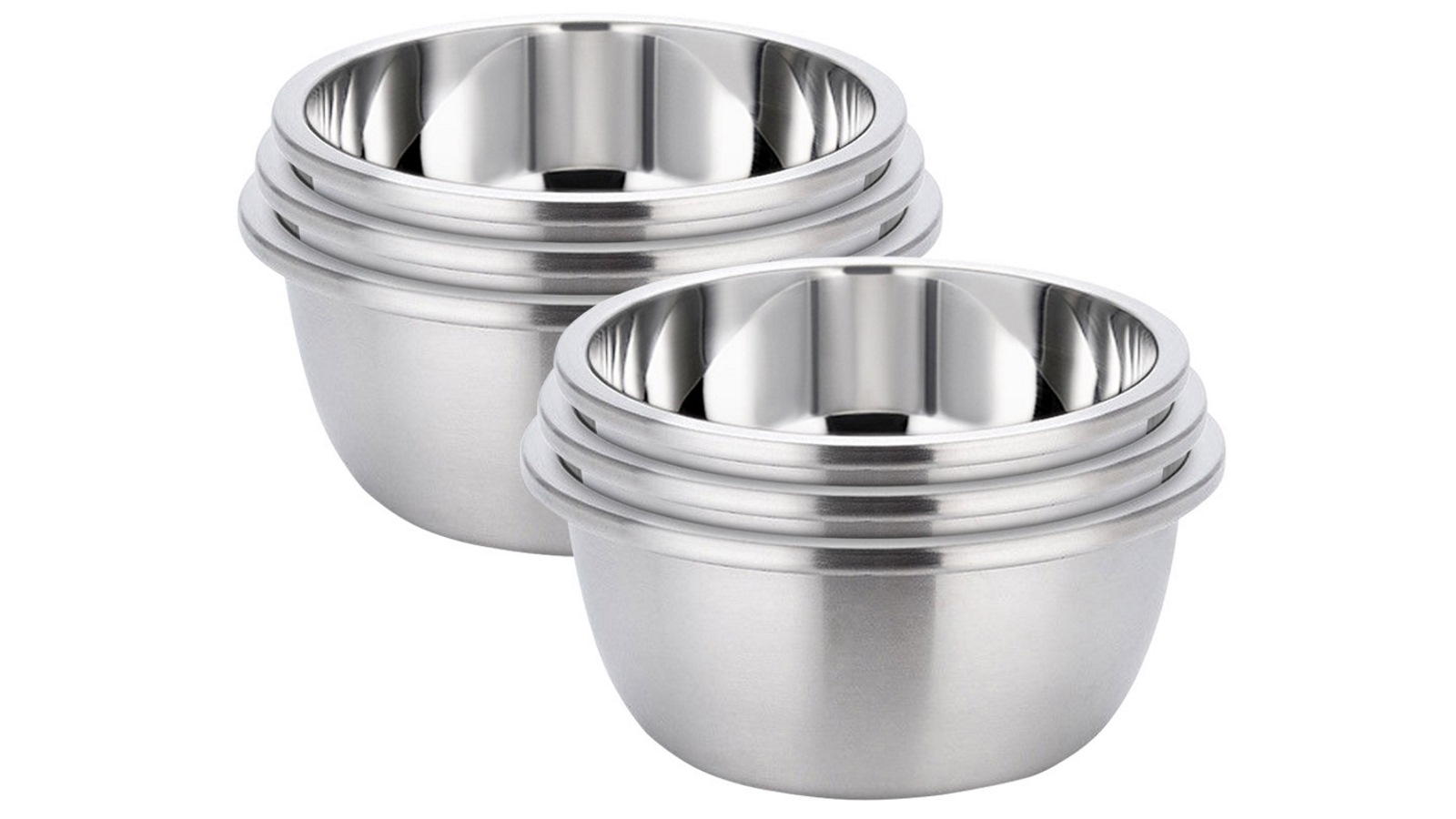 SOGA 2x 3-Piece Deepen Polished Stainless Steel Stackable Mixing Bowls Set