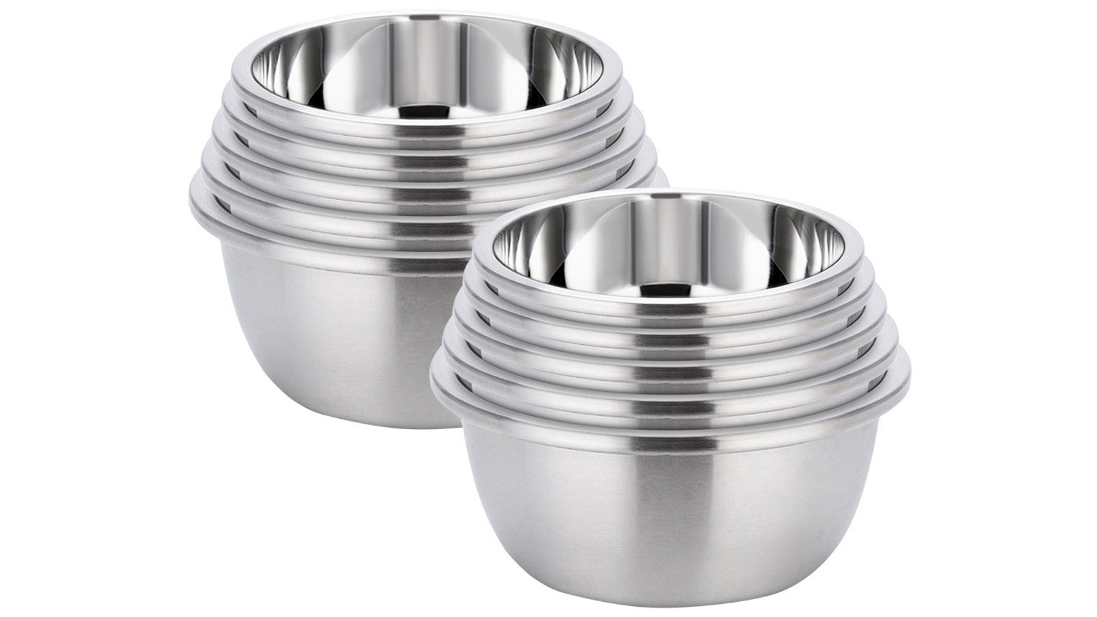 SOGA 2x 5-Piece Deepen Polished Stainless Steel Stackable Mixing Bowls Set