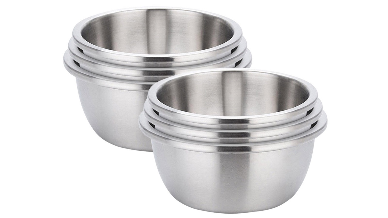 SOGA 2x 3-Piece Deepen Matte Stainless Steel Stackable Mixing Bowls Set