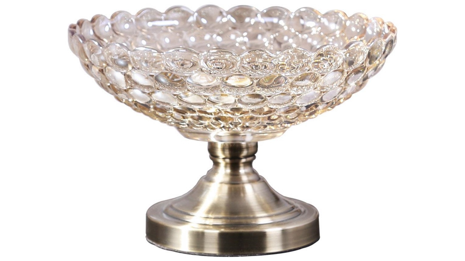 SOGA Bronze Pedestal Crystal Glass Fruit Bowl