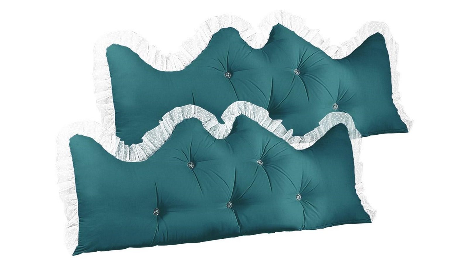 SOGA 2 Piece 120cm Blue-Green Princess Bed Pillow Headboard Backrest Bedside Tatami Sofa Cushion with Ruffle Lace Home Decor