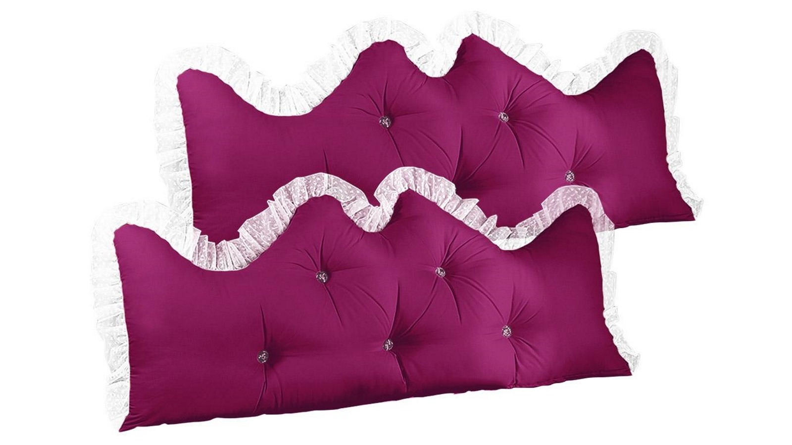 SOGA 2 Piece 120cm Burgundy Princess Bed Pillow Headboard Backrest Bedside Tatami Sofa Cushion with Ruffle Lace Home Decor