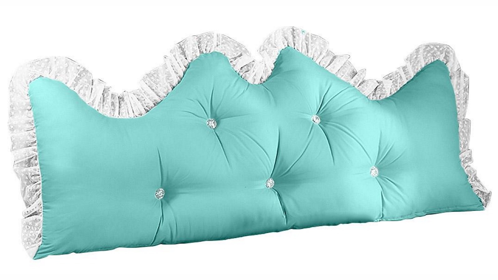 SOGA 120cm Light Blue Princess Bed Pillow Headboard Backrest Bedside Tatami Sofa Cushion with Ruffle Lace Home Decor