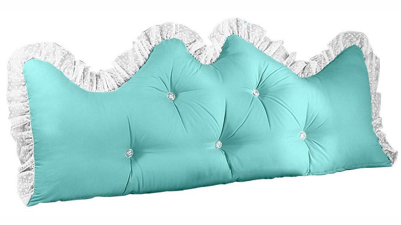 SOGA 150cm Light Blue Princess Bed Pillow Headboard Backrest Bedside Tatami Sofa Cushion with Ruffle Lace Home Decor
