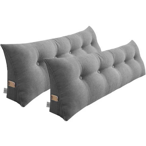 SOGA 2 Piece 100cm Silver Triangular Wedge Bed Pillow Headboard Backrest Bedside Tatami Cushion Home Decor