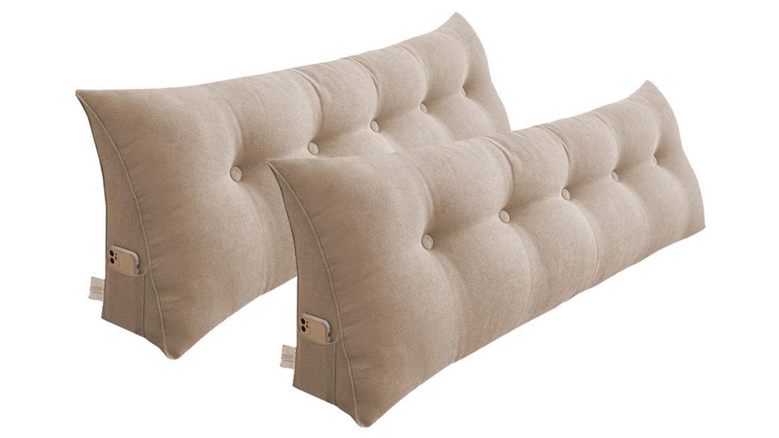 SOGA 2 Piece 150cm Beige Triangular Wedge Bed Pillow Headboard Backrest Bedside Tatami Cushion Home Decor