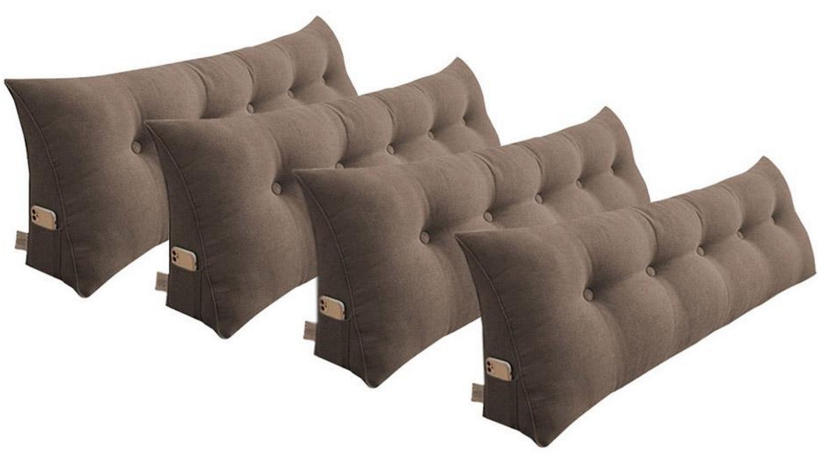 SOGA 4 Piece 120cm Coffee Triangular Wedge Bed Pillow Headboard Backrest Bedside Tatami Cushion Home Decor