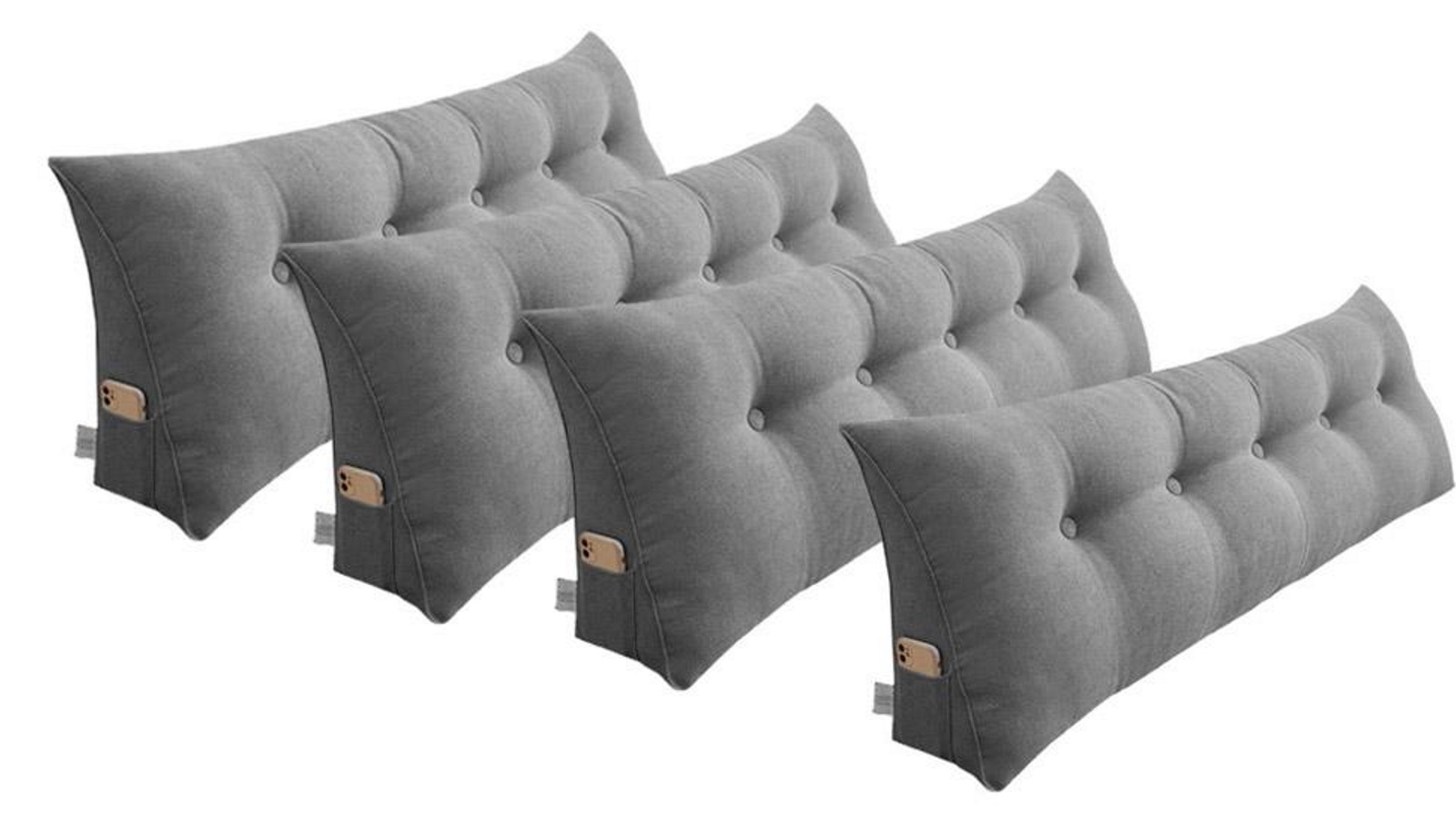 SOGA 4 Piece 120cm Silver Triangular Wedge Bed Pillow Headboard Backrest Bedside Tatami Cushion Home Decor