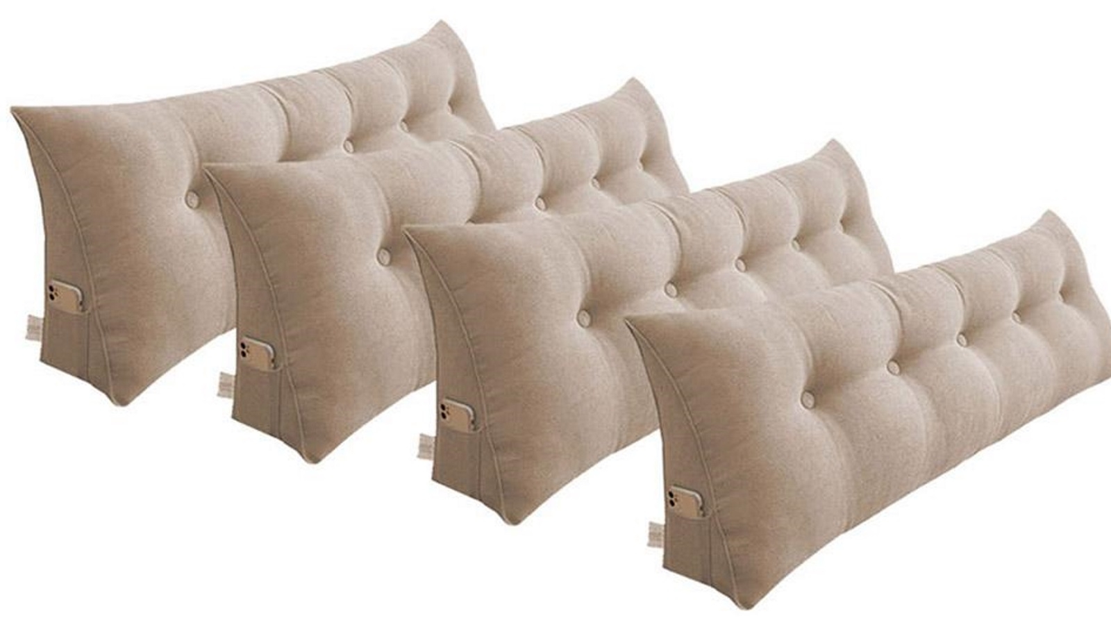SOGA 4 Piece 120cm Beige Triangular Wedge Bed Pillow Headboard Backrest Bedside Tatami Cushion Home Decor