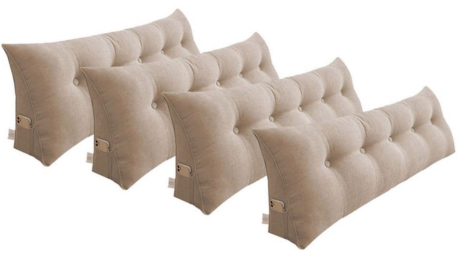SOGA 4 Piece 150cm Beige Triangular Wedge Bed Pillow Headboard Backrest Bedside Tatami Cushion Home Decor
