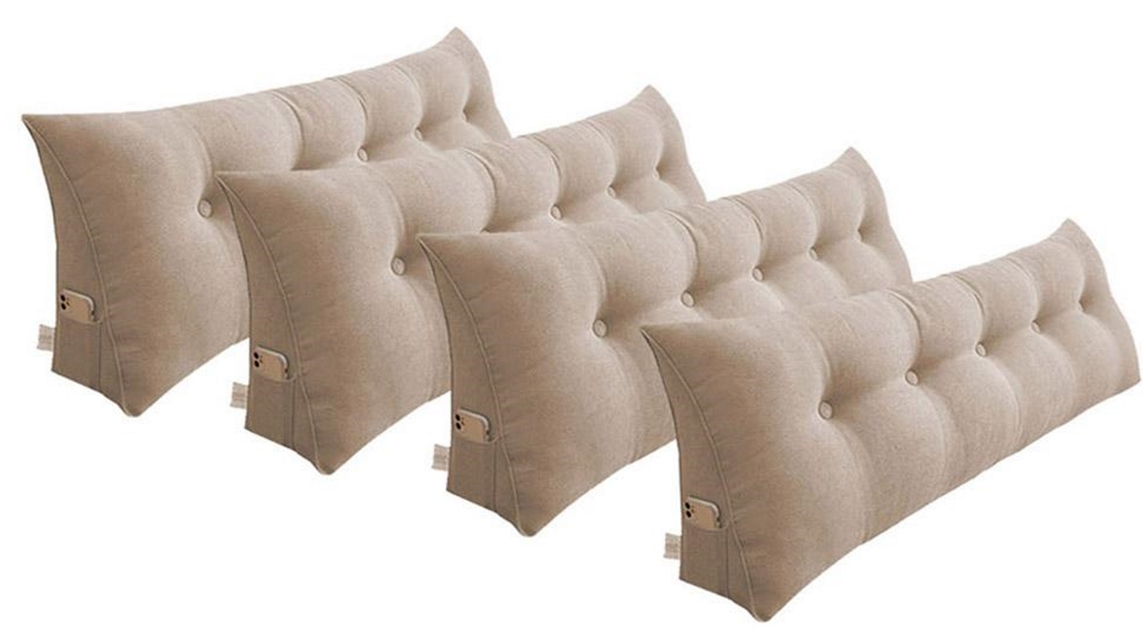SOGA 4 Piece 180cm Beige Triangular Wedge Bed Pillow Headboard Backrest Bedside Tatami Cushion Home Decor