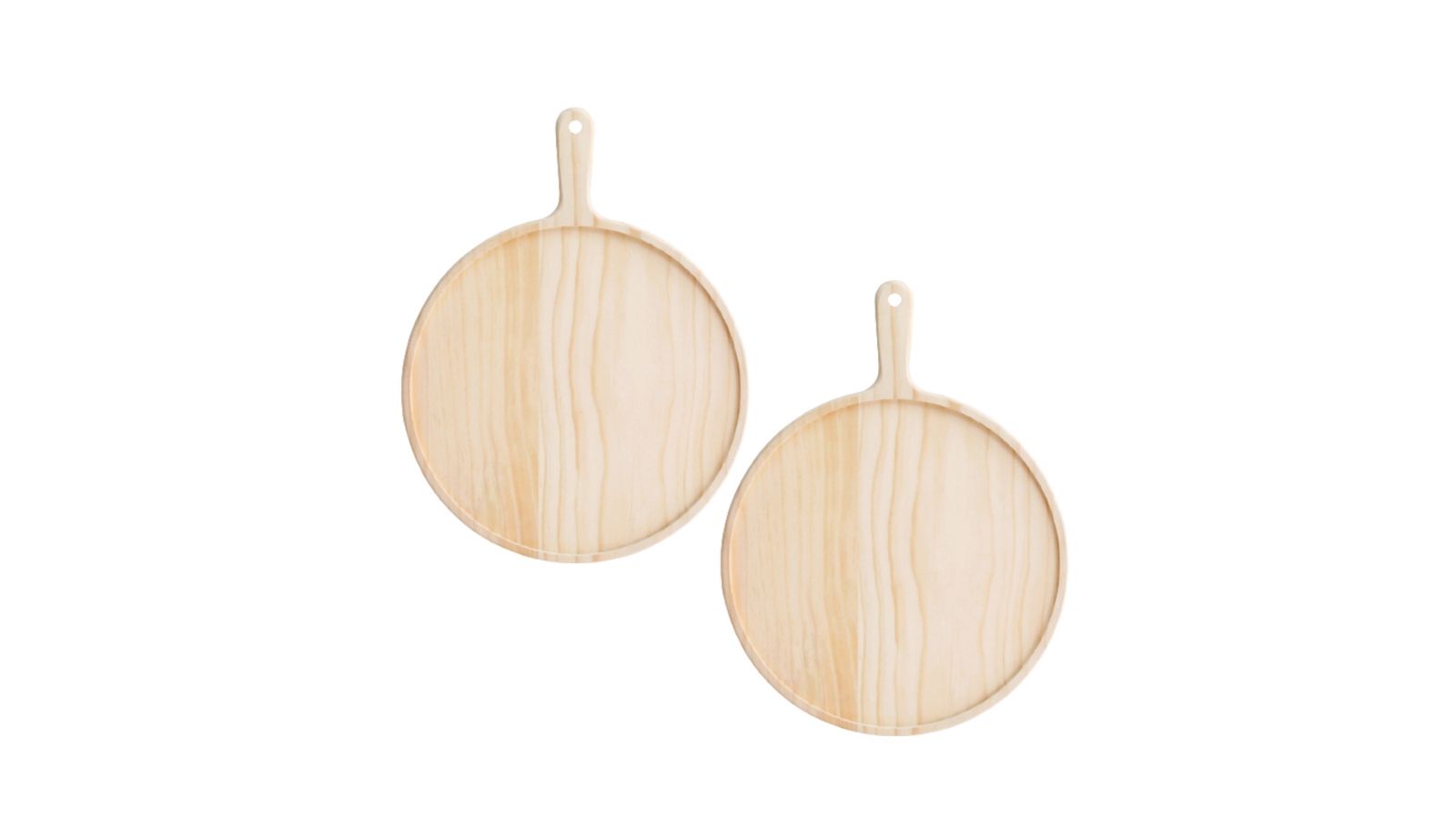 SOGA 11 inch Round Premium Wooden Pine Food Serving Tray - 2 Piece