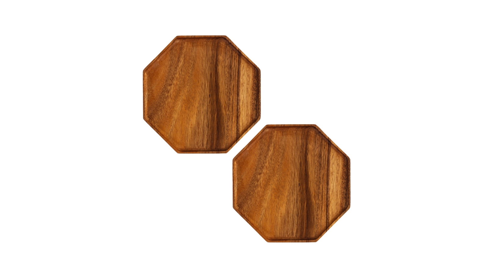 SOGA 25cm Octagon Wooden Acacia Food Serving Tray - 2 Piece