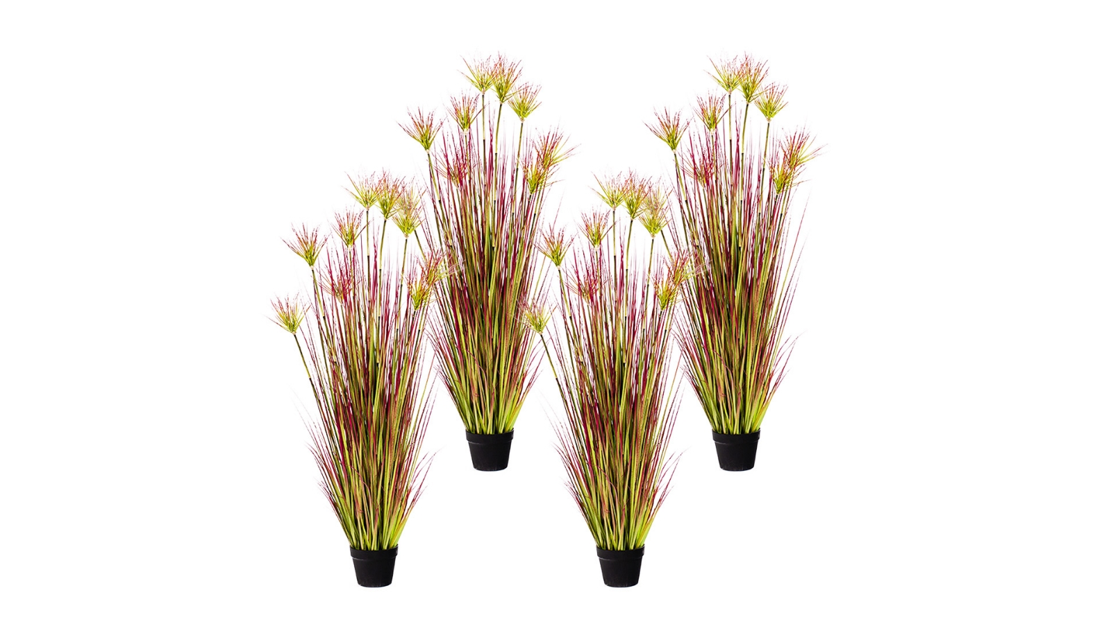 SOGA Artificial 150 cm Purple/Red Indoor Potted Papyrus Plant - 4 Piece