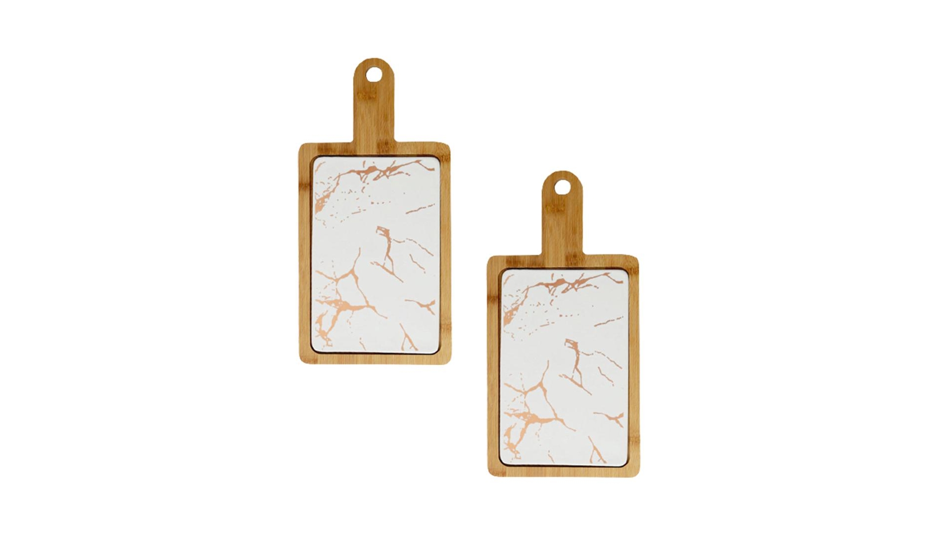 SOGA 2X 33.5cm White Square Wooden Serving Tray 