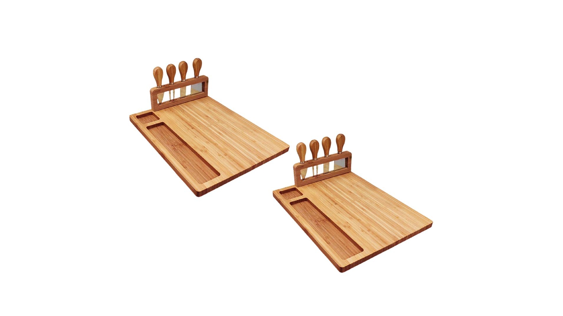 SOGA 2X 36cm Brown Rectangular Wood Cheese Board with Knife Set 